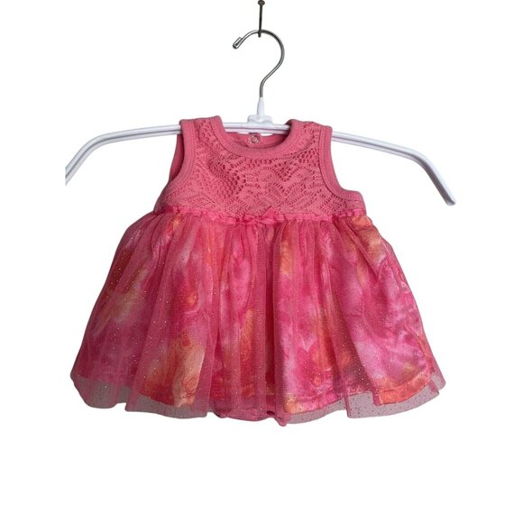 DDG Darlings Romper Sleeveless Dress Sz 3-6 Months Pink Coral Sparkle - Picture 1 of 6